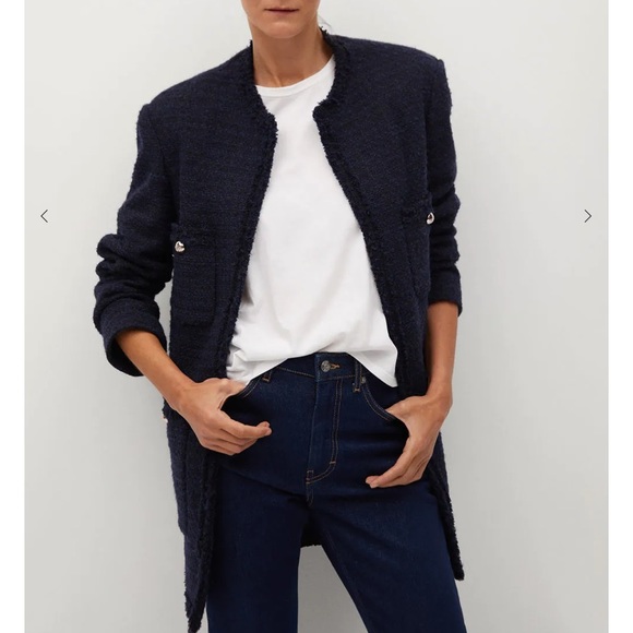MANGO last 2 🔥 wool blend tweed collarless coat blogger zara competitor brand - Picture 7 of 7